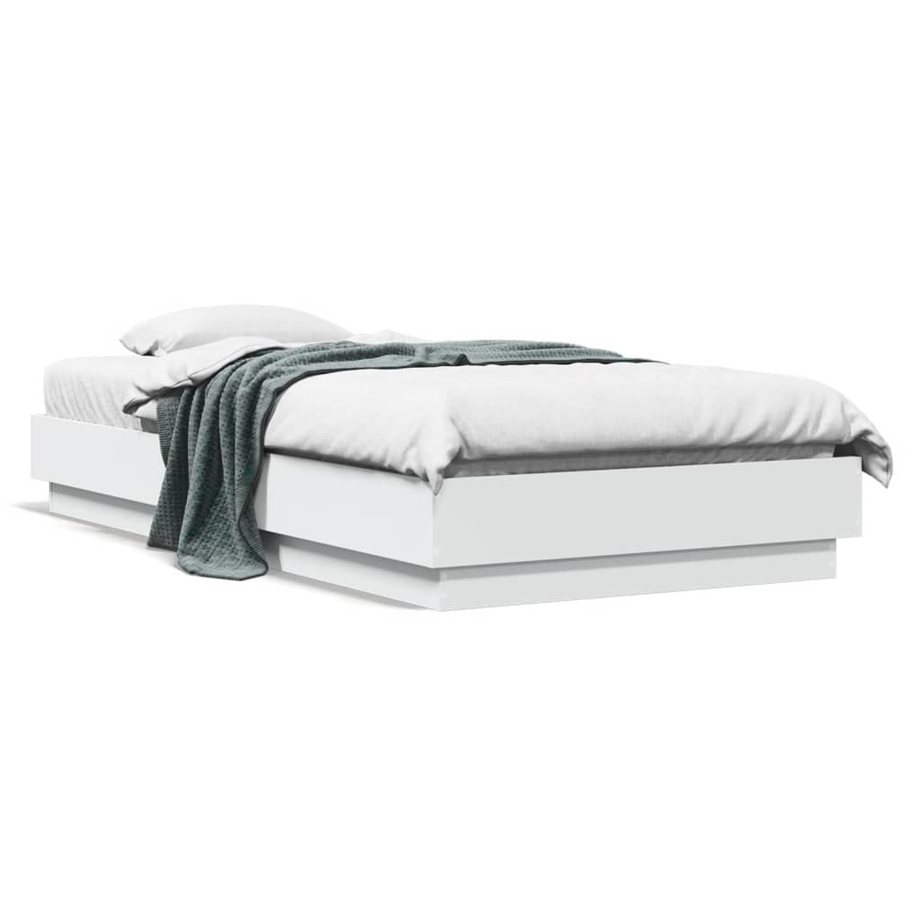 Bed Frame without Mattress with LED Lights White 90x190 cm Single