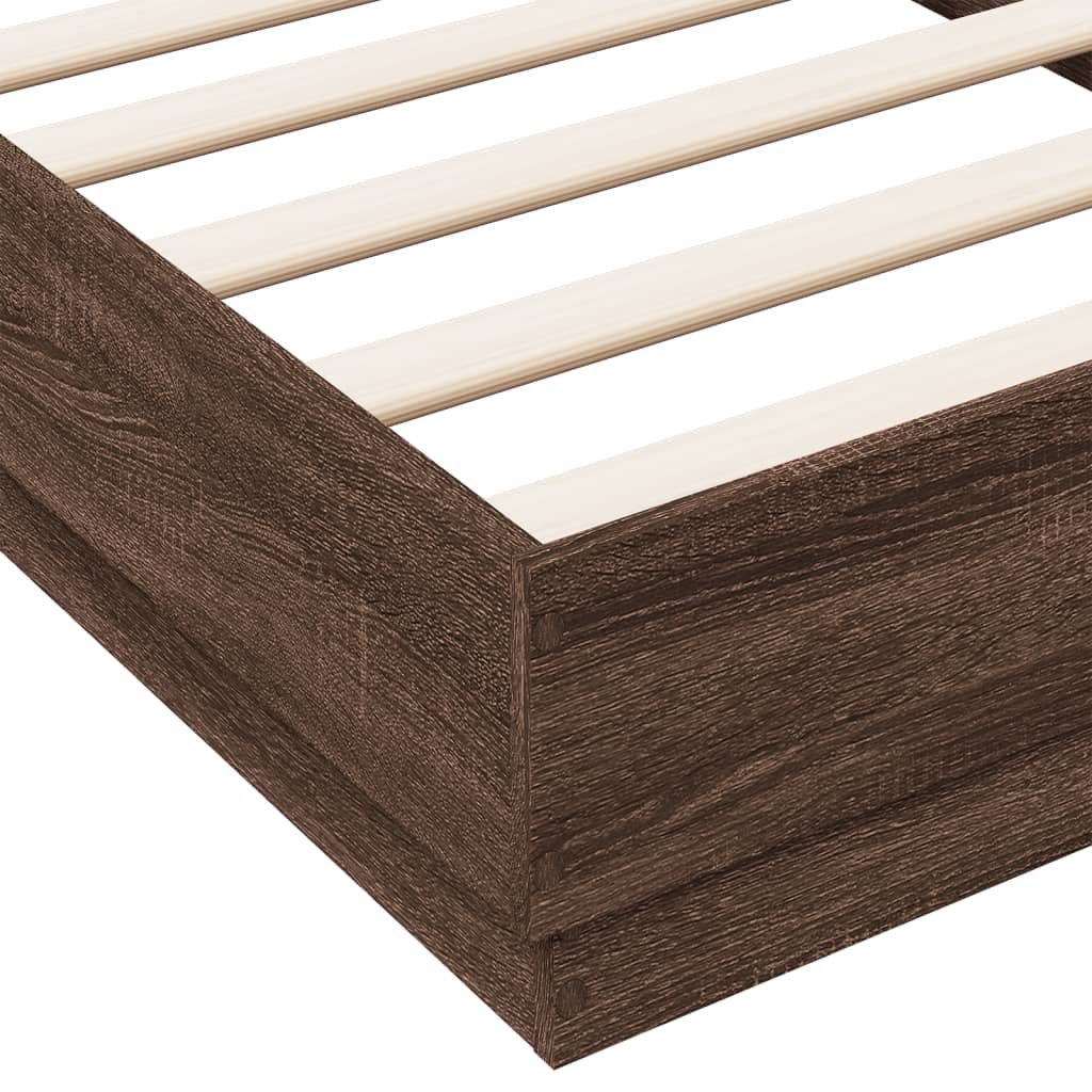 Bed Frame without Mattress with LED Lights Brown Oak 90x190 cm Single