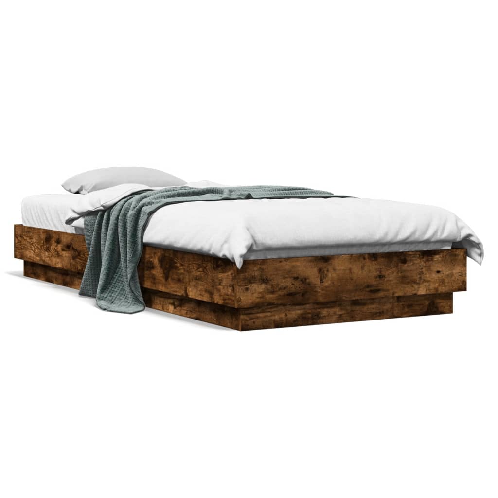 Bed Frame without Mattress Smoked Oak 90x200 cm Engineered Wood