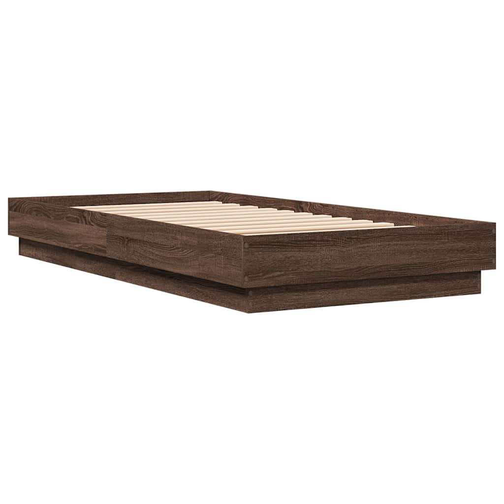 Bed Frame without Mattress Brown Oak 90x190 cm Single Engineered Wood