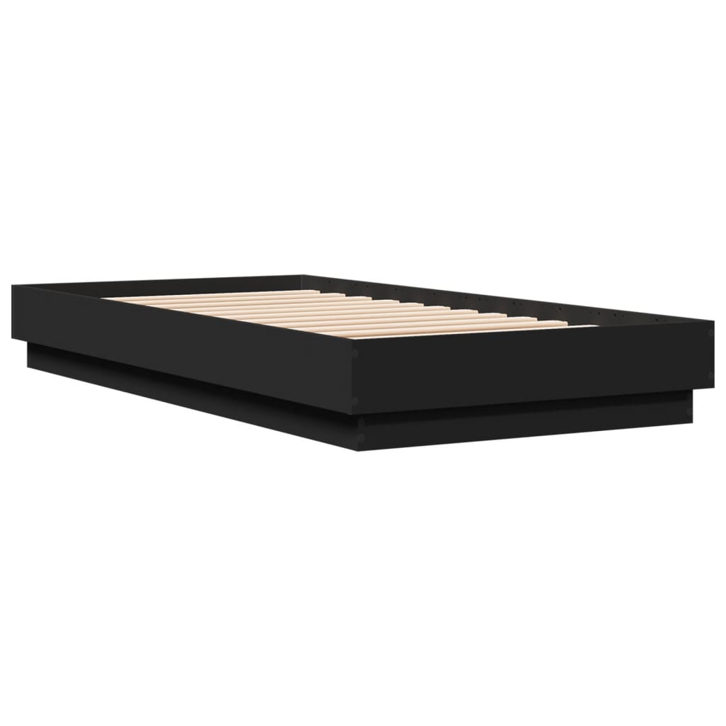 Bed Frame without Mattress Black 75x190 cm Small Single Engineered Wood