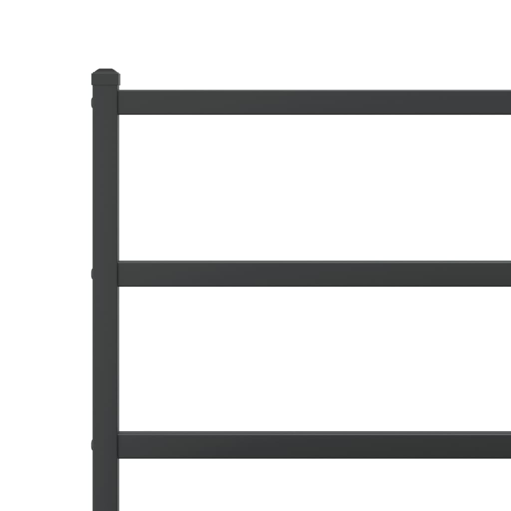 Metal Bed Frame without Mattress with Headboard Black 75x190cm