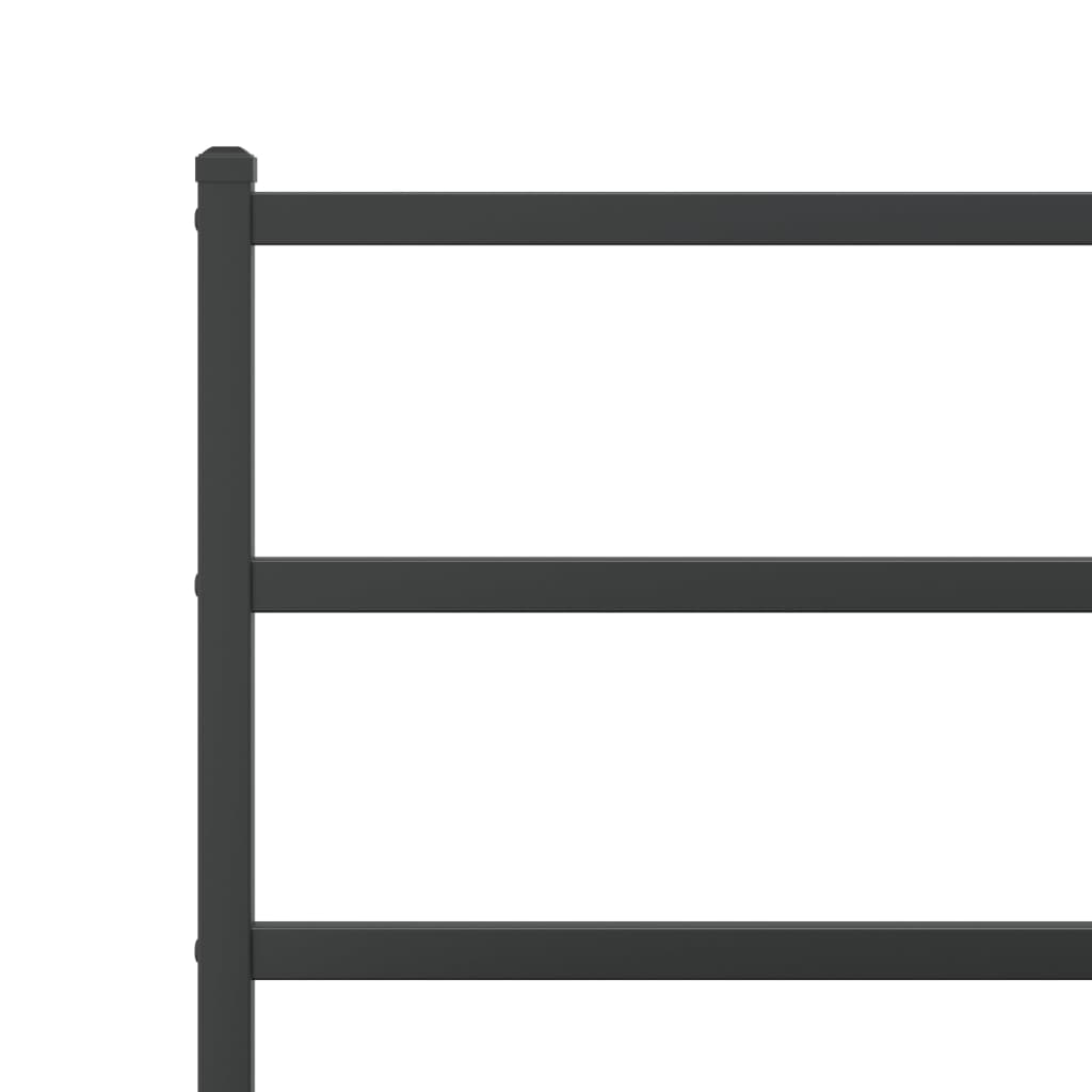 Metal Bed Frame without Mattress with Headboard Black 140x190cm