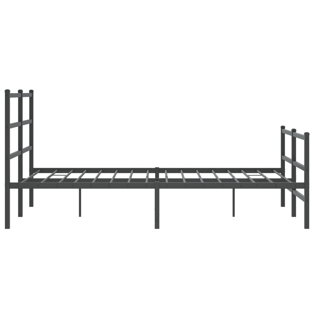 Metal Bed Frame without Mattress with Footboard Black 135x190cm