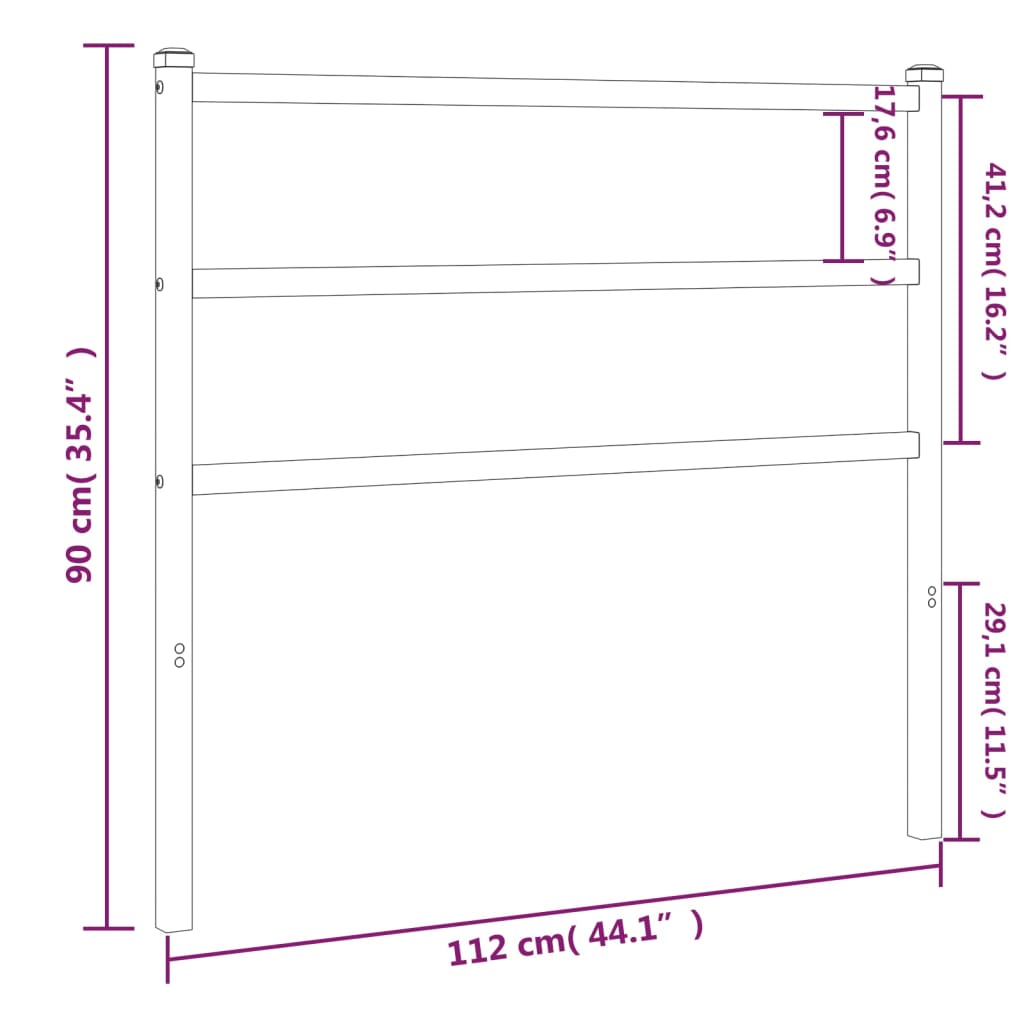 Metal Headboard Black 107 cm