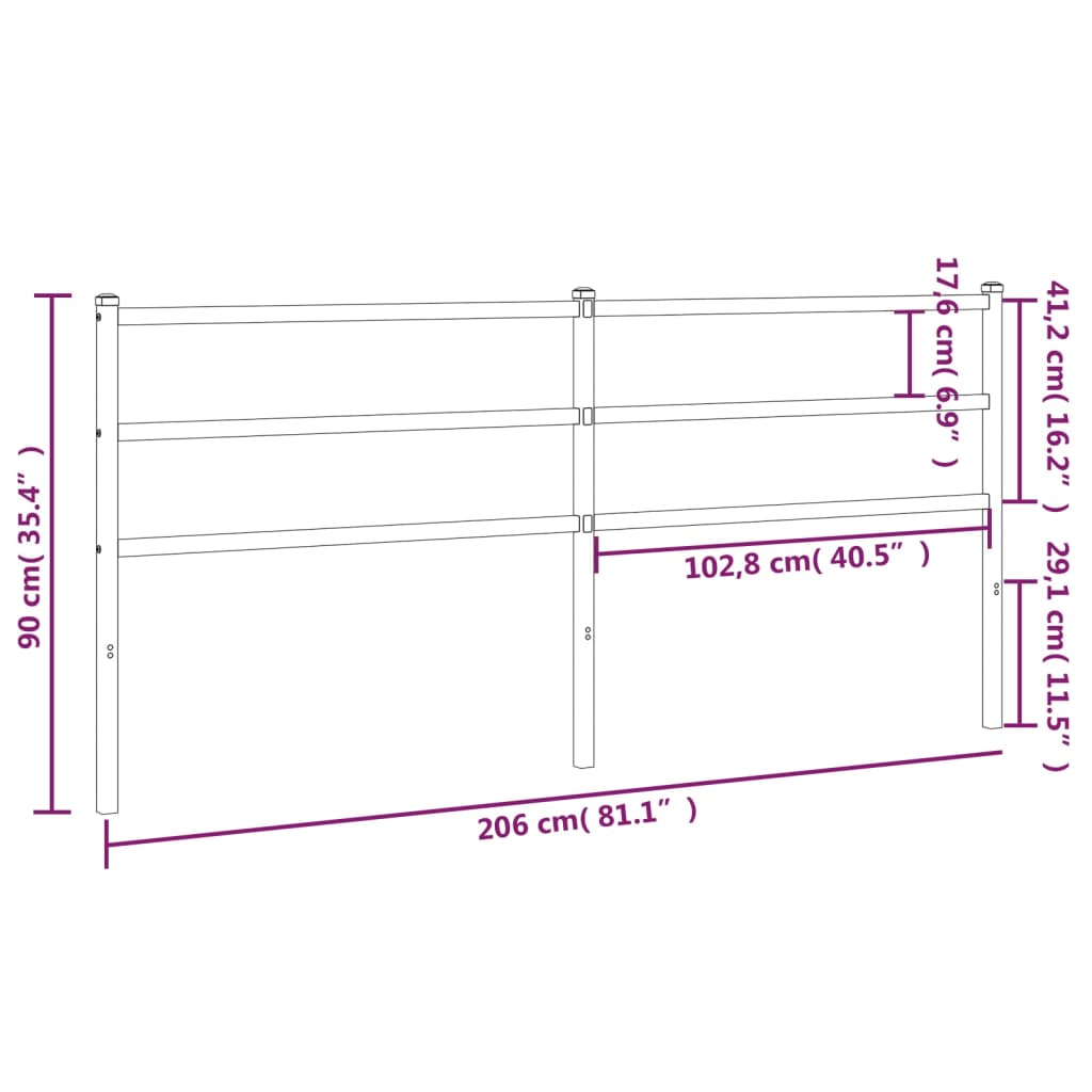 Metal Headboard Black 200 cm