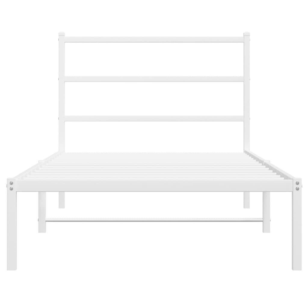 Metal Bed Frame without Mattress with Headboard White 100x200cm