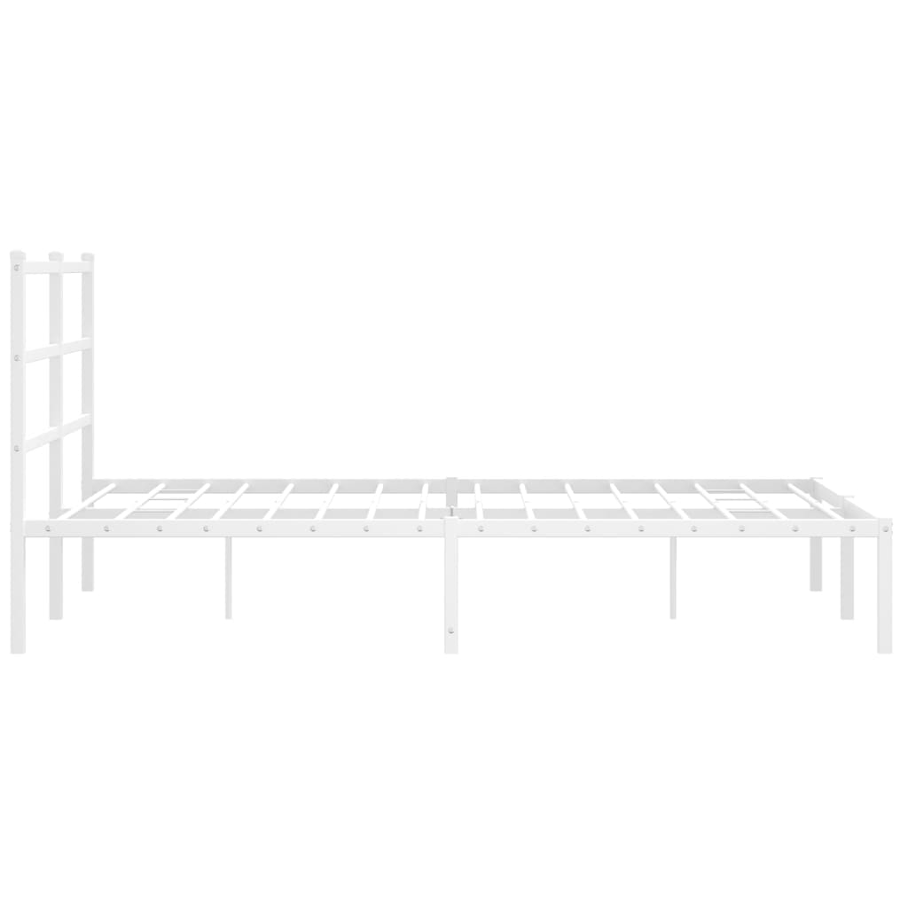 Metal Bed Frame without Mattress with Headboard White 140x200cm