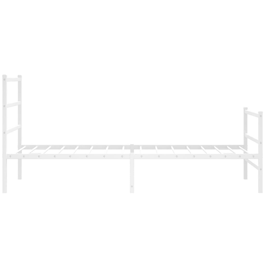 Metal Bed Frame without Mattress with Footboard White 107x203cm