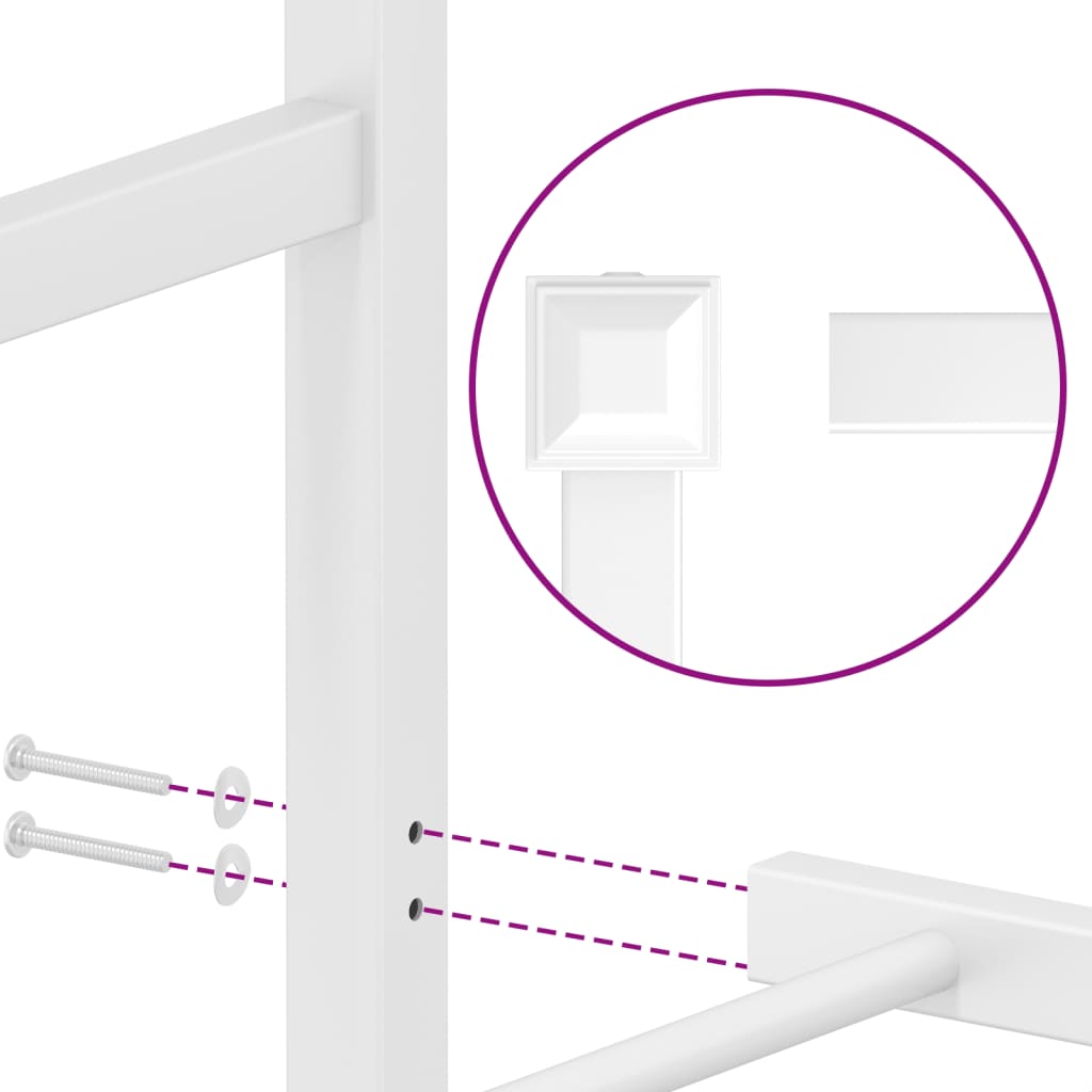 Metal Bed Frame without Mattress with Footboard White 183x213cm