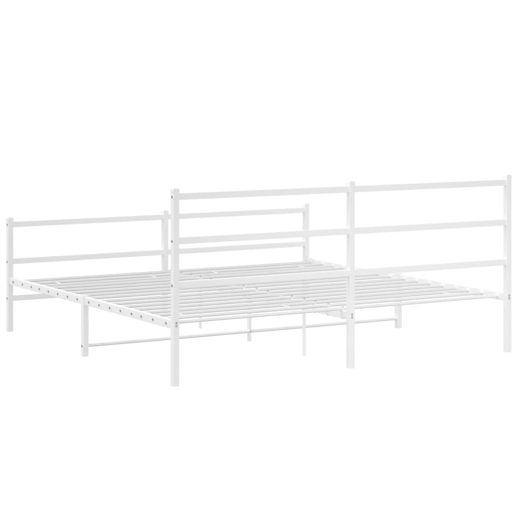 Metal Bed Frame without Mattress with Footboard White 193x203cm