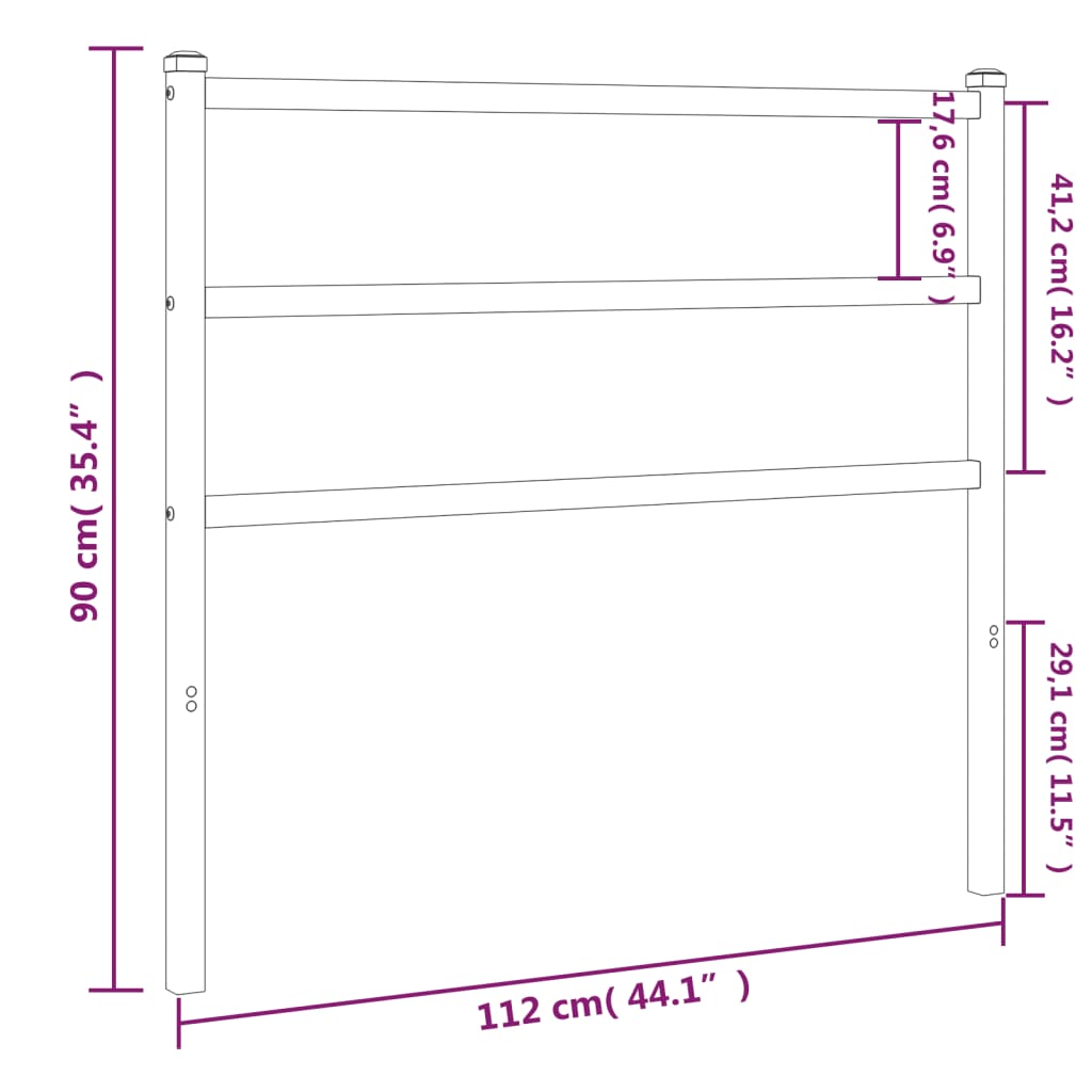 Metal Headboard White 107 cm