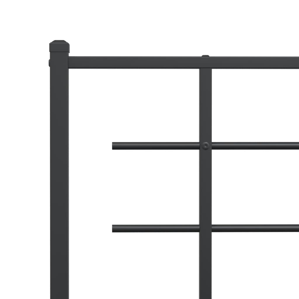 Metal Bed Frame without Mattress with Headboard Black 90x200cm