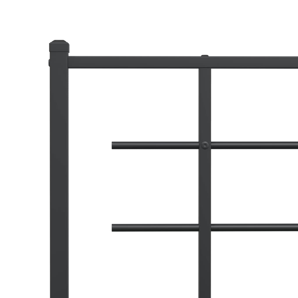 Metal Bed Frame without Mattress with Headboard Black 120x190cm