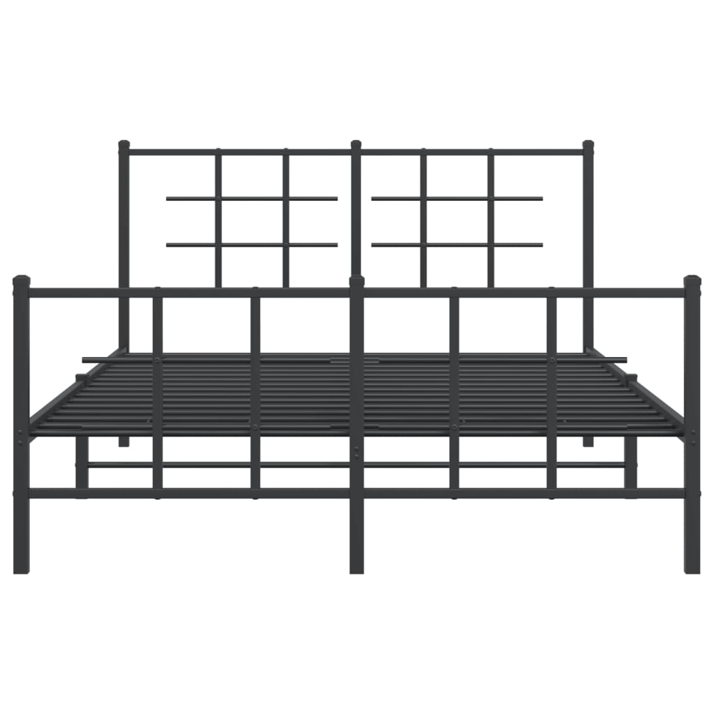 Metal Bed Frame without Mattress with Footboard Black 140x190cm