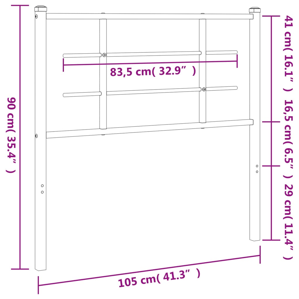 Metal Headboard Black 100 cm