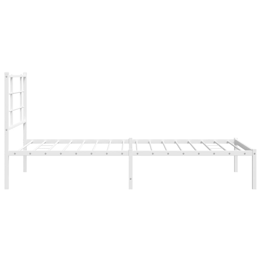 Metal Bed Frame without Mattress with Headboard White 100x190cm