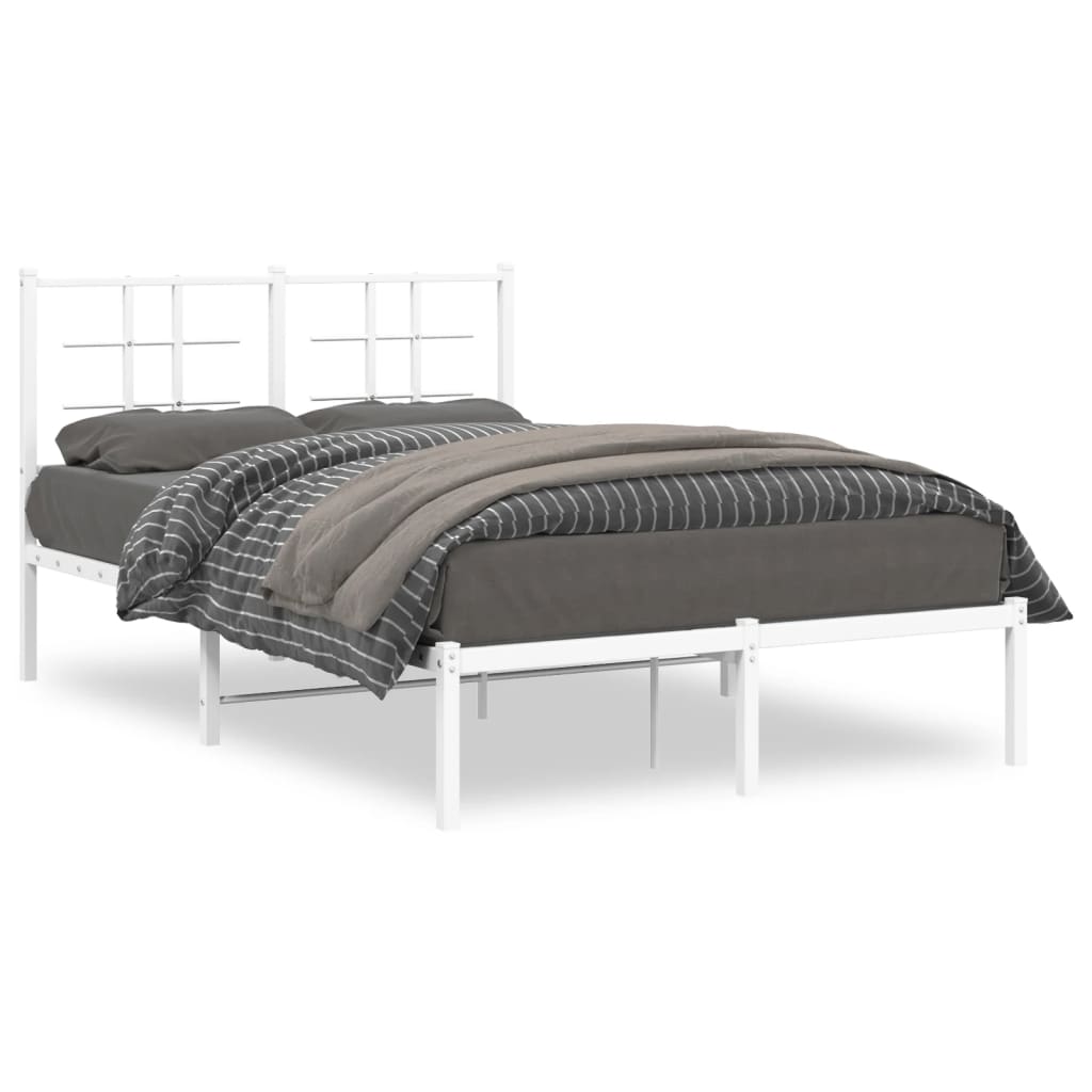 Metal Bed Frame without Mattress with Headboard White 120x200cm