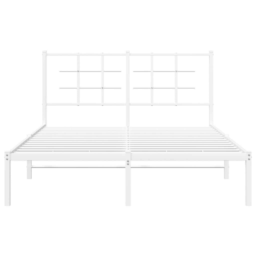 Metal Bed Frame without Mattress with Headboard White 140x190cm