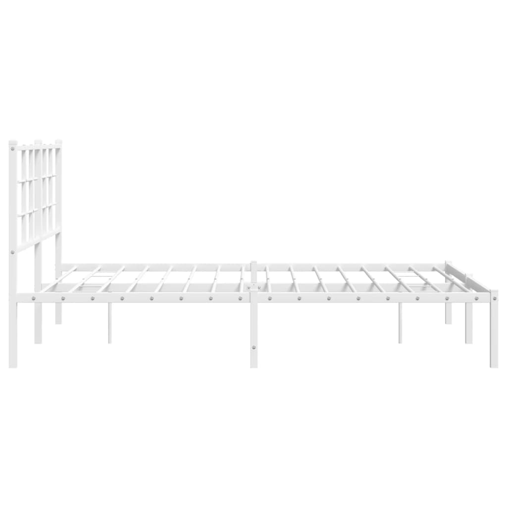 Metal Bed Frame without Mattress with Headboard White 140x200cm