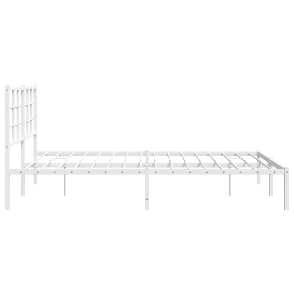 Metal Bed Frame without Mattress with Headboard White 150x200cm