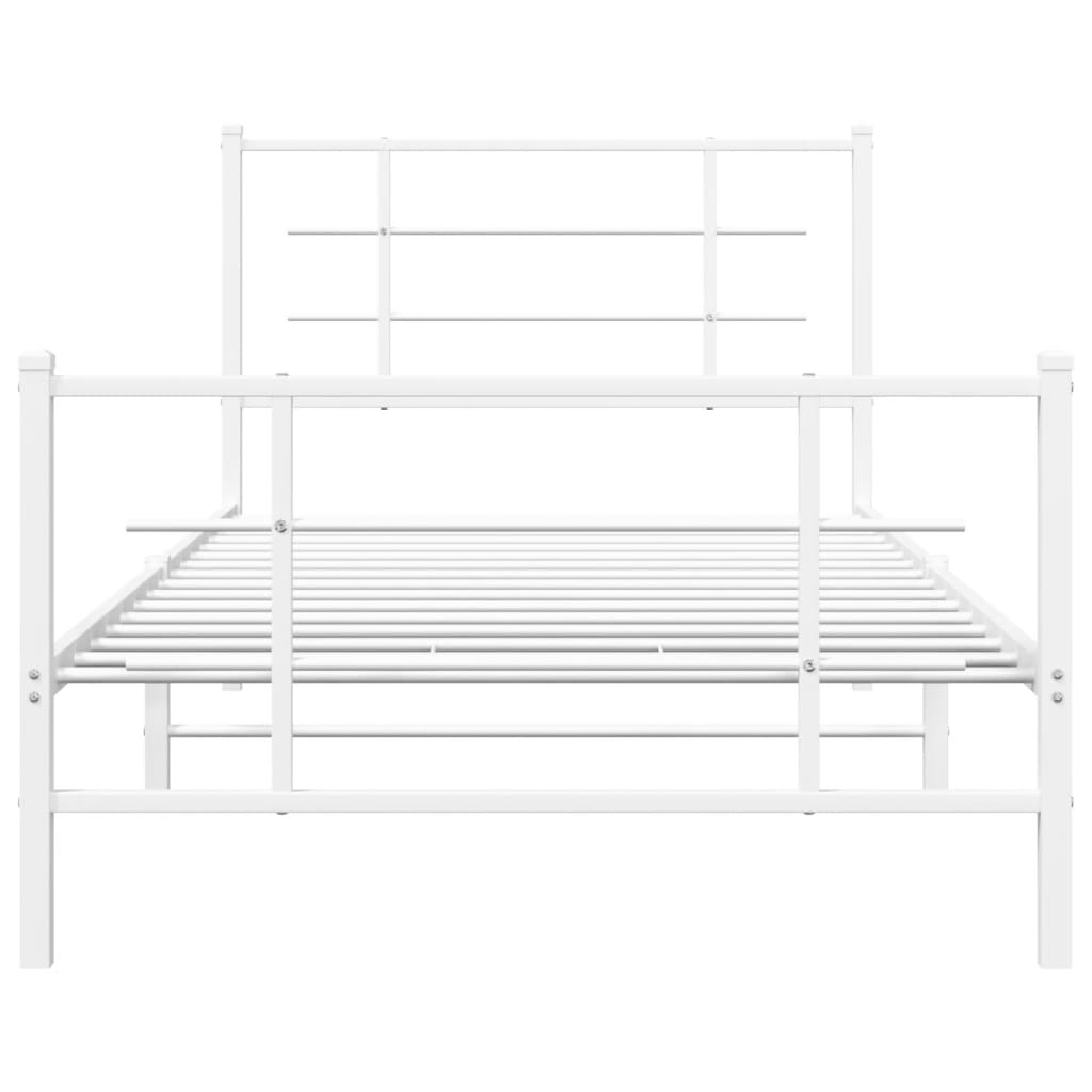 Metal Bed Frame without Mattress with Footboard White 100x200cm