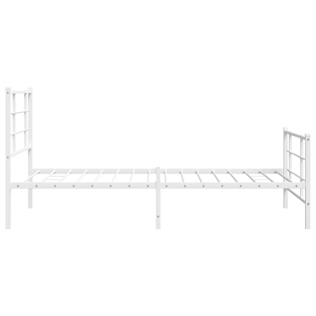 Metal Bed Frame without Mattress with Footboard White 100x200cm