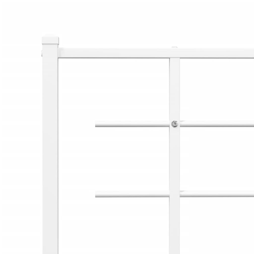 Metal Bed Frame without Mattress with Footboard White 100x200cm