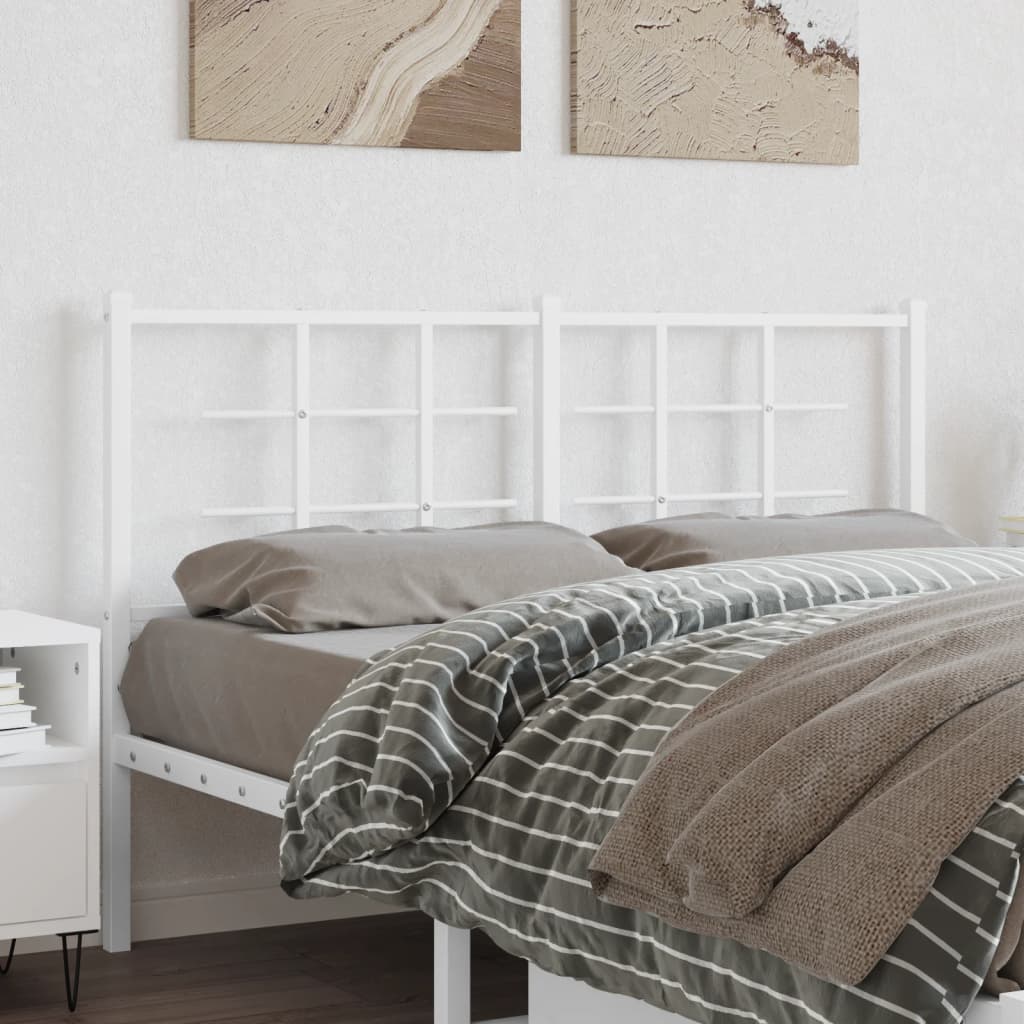 Metal Headboard White 135 cm