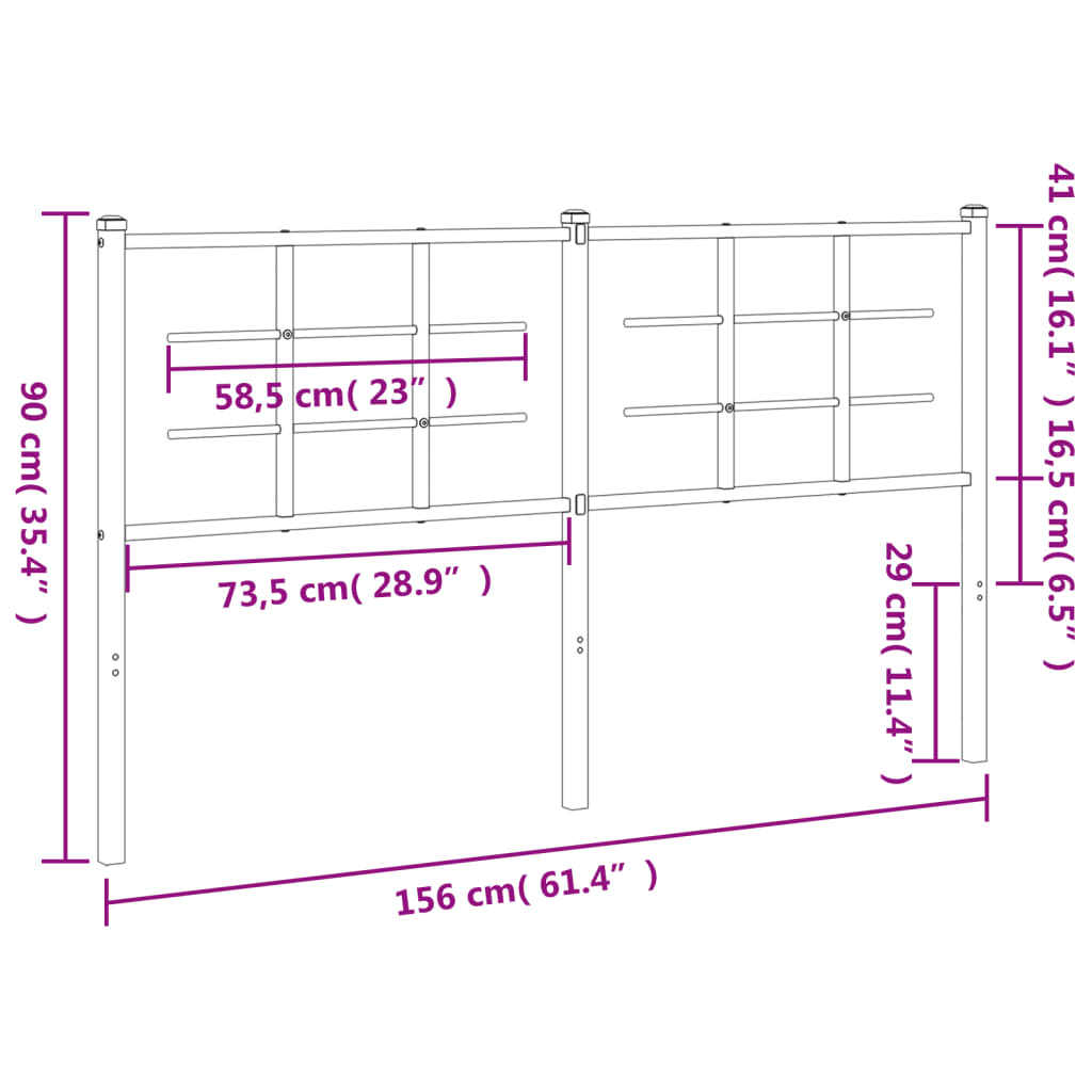 Metal Headboard White 150 cm