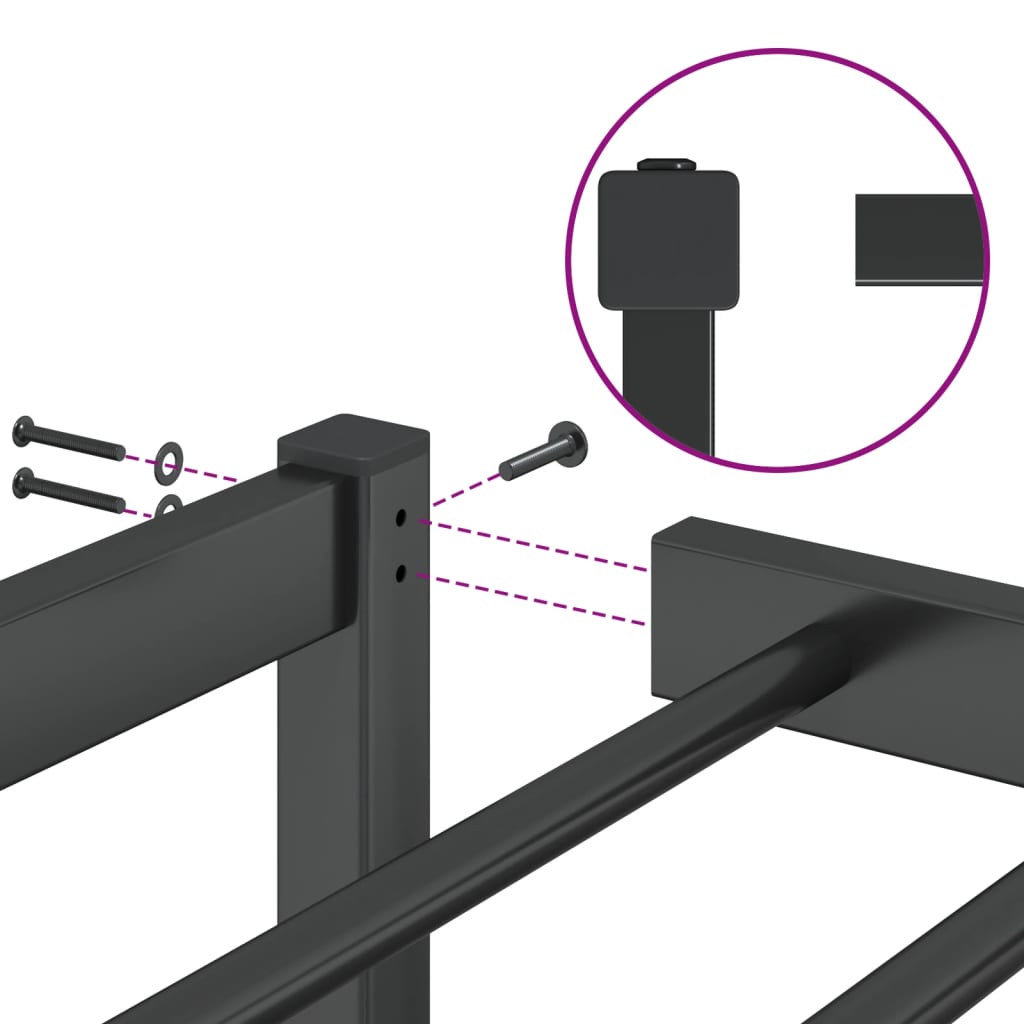 Metal Bed Frame without Mattress Black 90x190cm