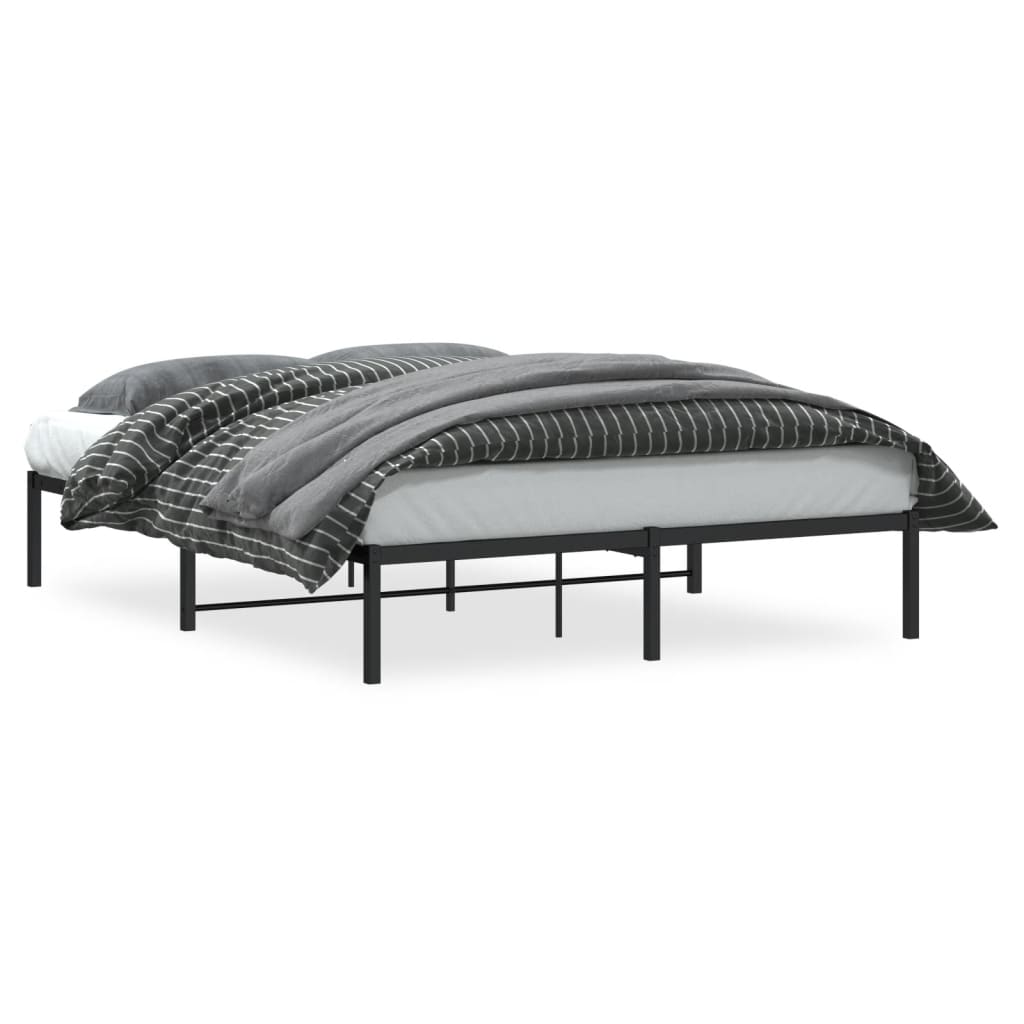 Metal Bed Frame without Mattress Black 150x200cm
