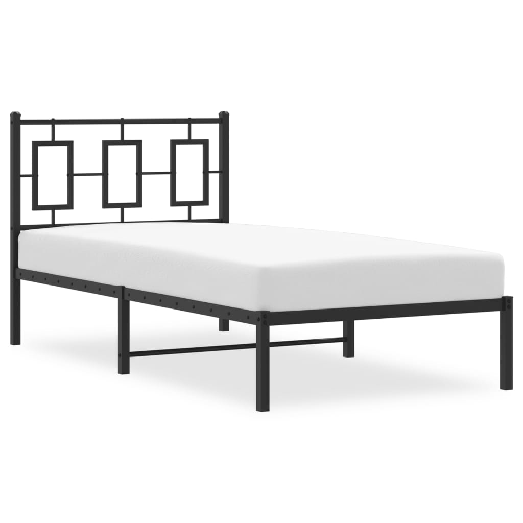 Metal Bed Frame without Mattress with Headboard Black 90x200cm