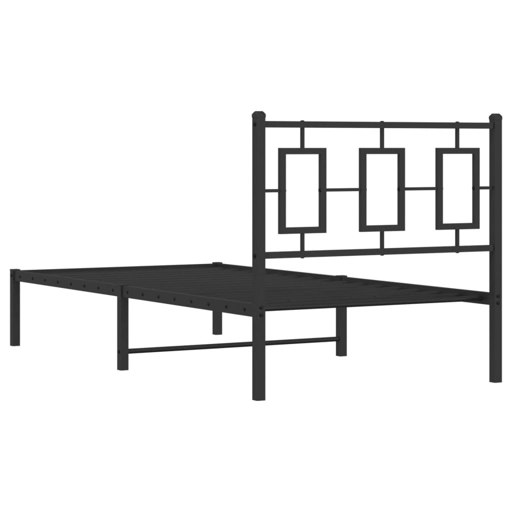 Metal Bed Frame without Mattress with Headboard Black 90x200cm
