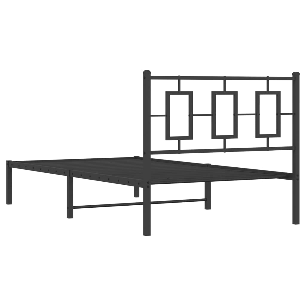 Metal Bed Frame without Mattress with Headboard Black 100x200cm
