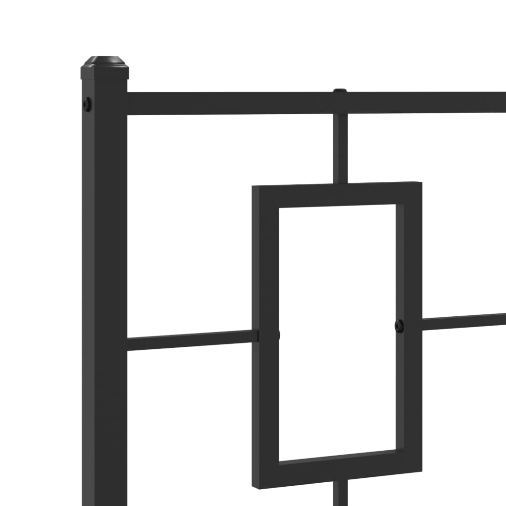 Metal Bed Frame without Mattress with Headboard Black 100x200cm