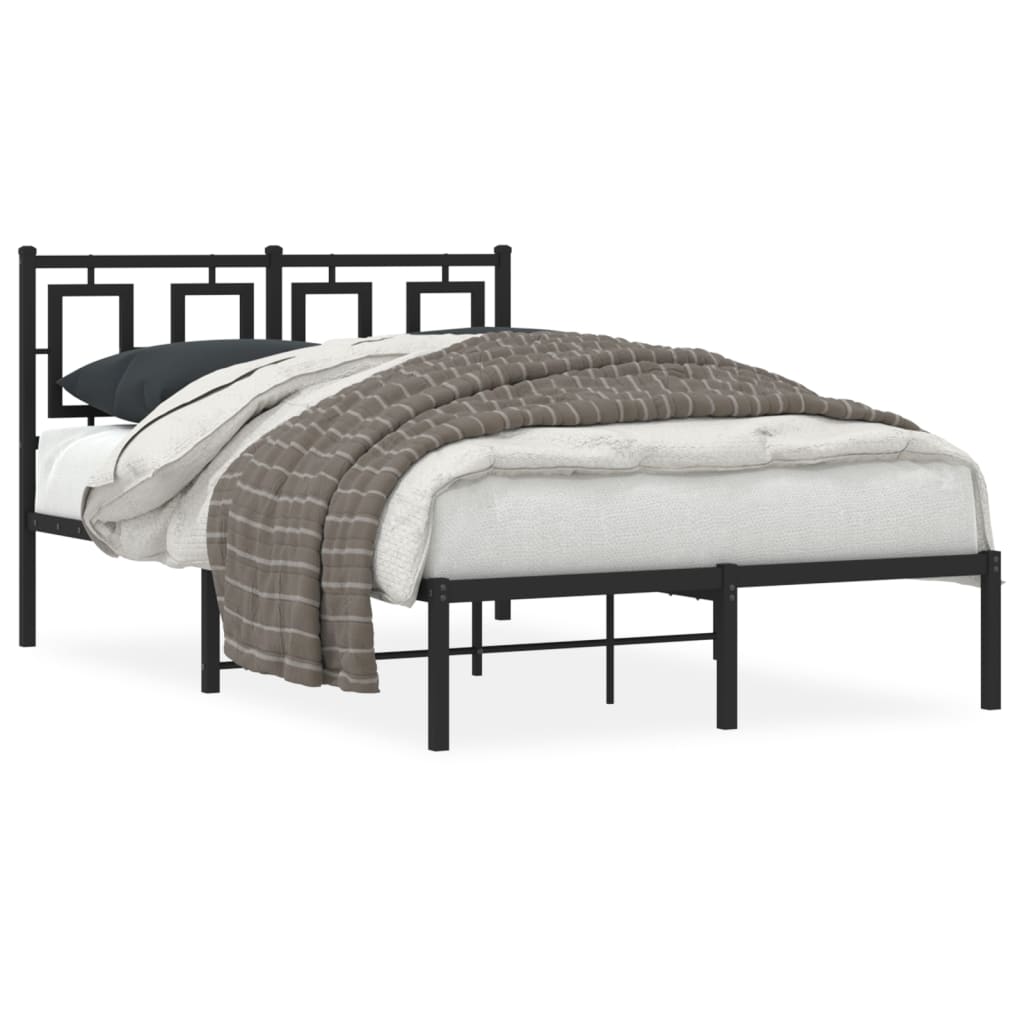 Metal Bed Frame without Mattress with Headboard Black 120x200cm