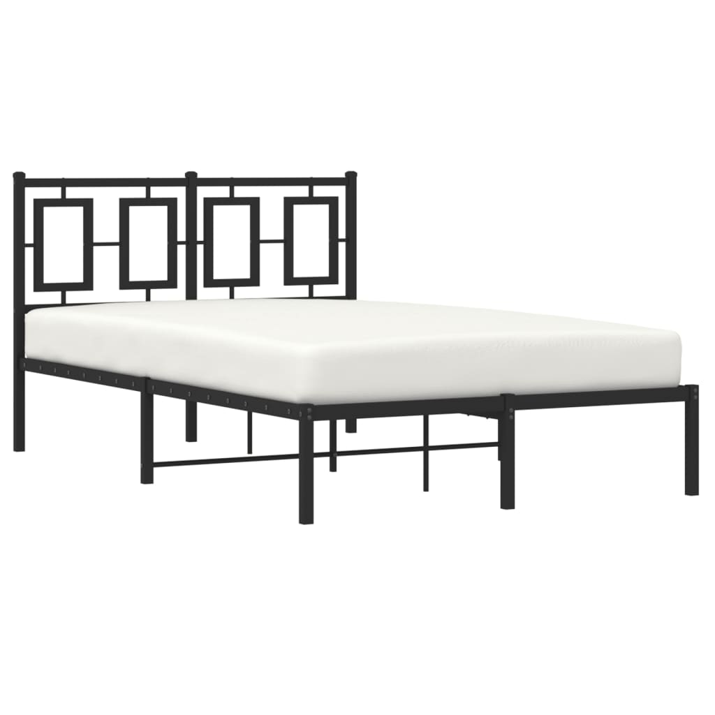 Metal Bed Frame without Mattress with Headboard Black 120x200cm