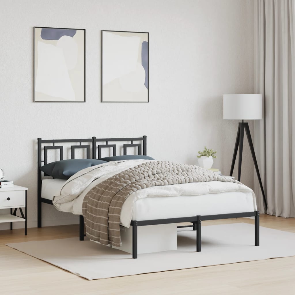 Metal Bed Frame without Mattress with Headboard Black 120x200cm