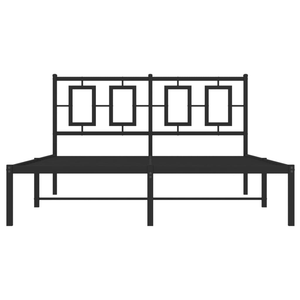 Metal Bed Frame without Mattress with Headboard Black 135x190cm