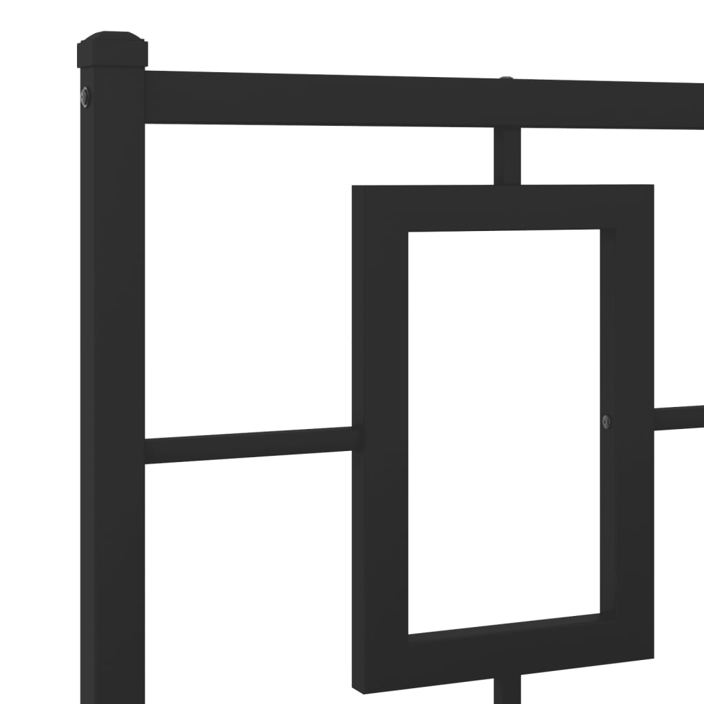 Metal Bed Frame without Mattress with Headboard Black 135x190cm