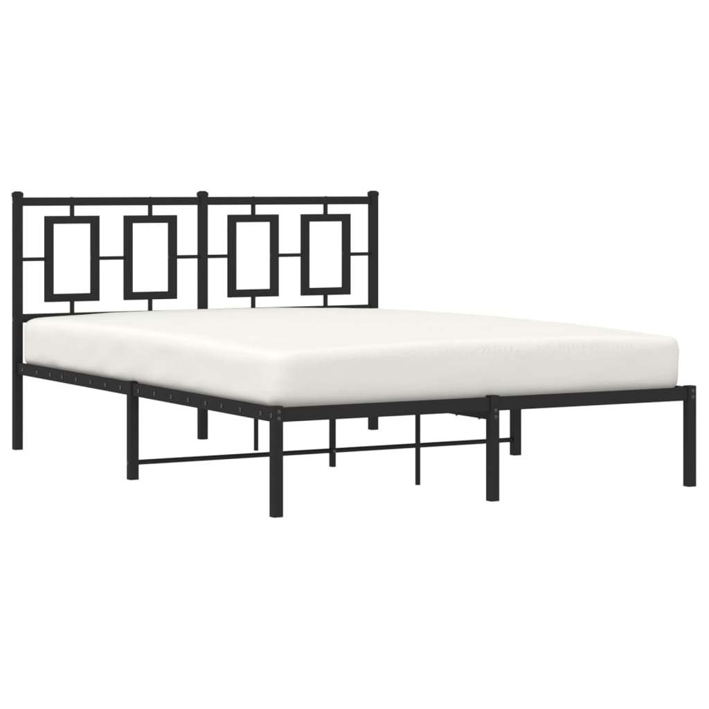 Metal Bed Frame without Mattress with Headboard Black 140x200cm