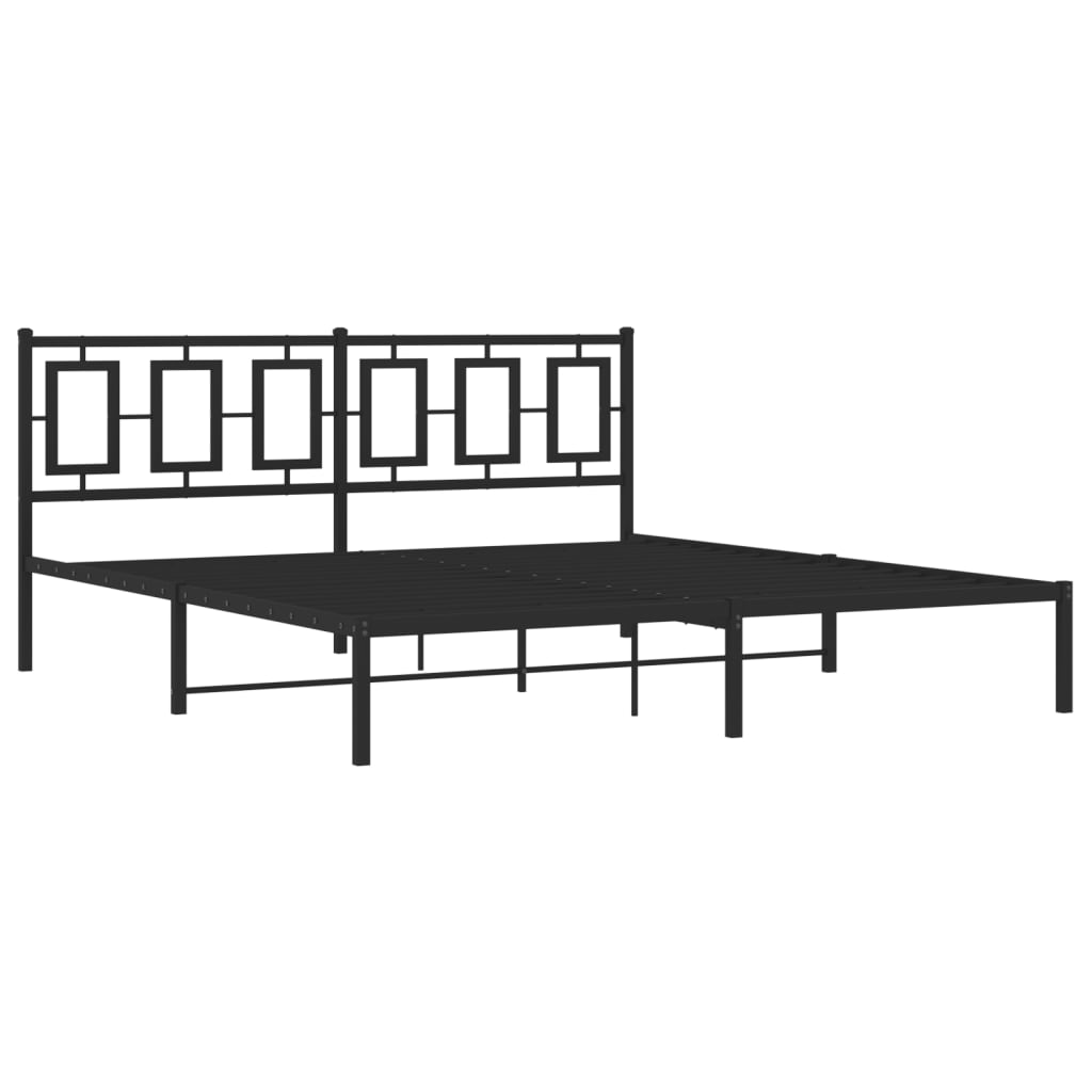 Metal Bed Frame without Mattress with Headboard Black 180x200cm