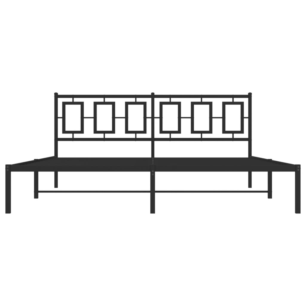 Metal Bed Frame without Mattress with Headboard Black 180x200cm