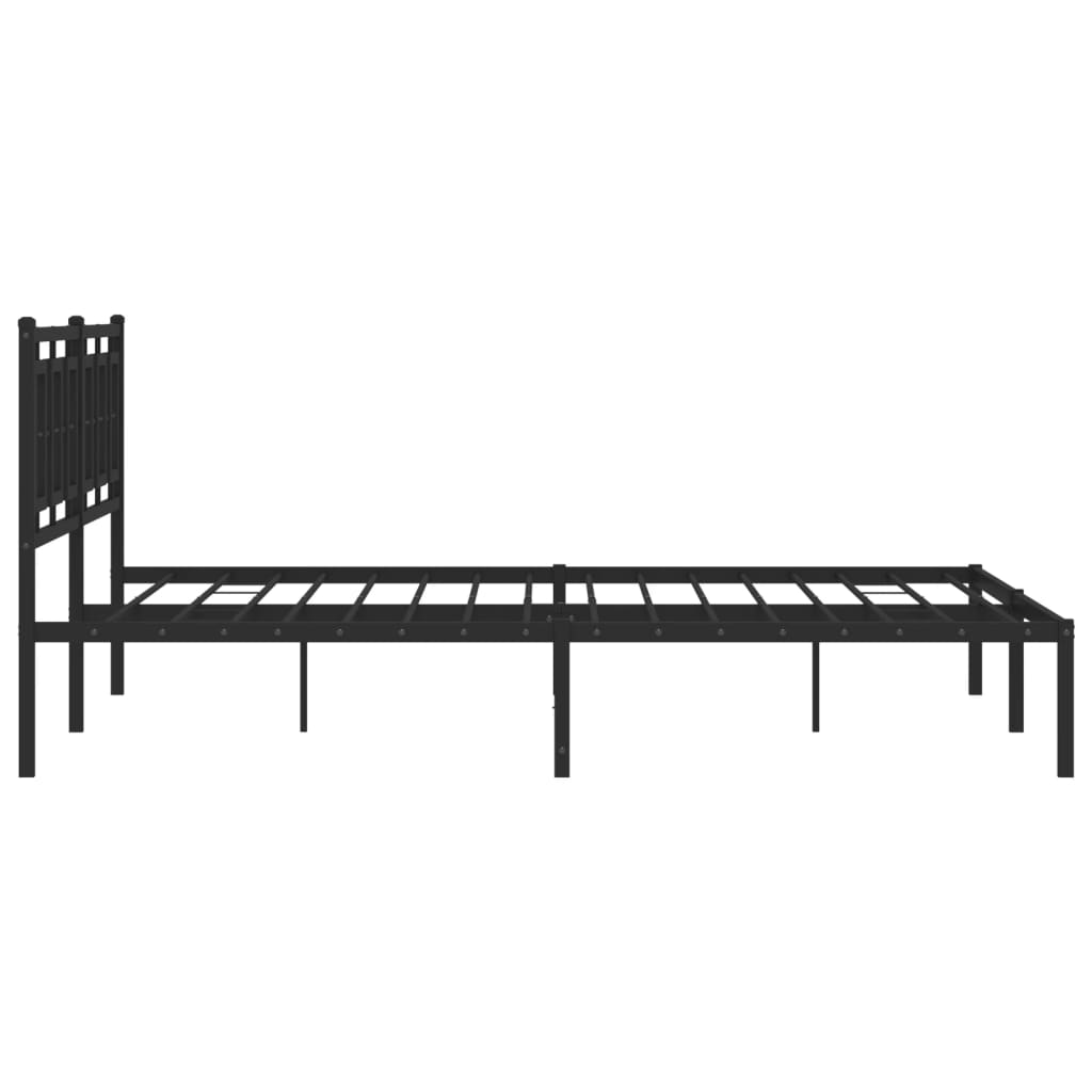 Metal Bed Frame without Mattress with Headboard Black 180x200cm