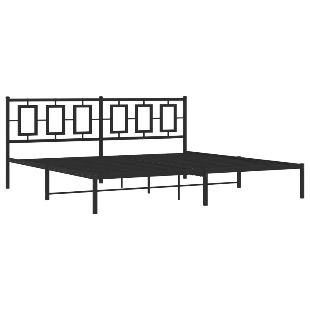Metal Bed Frame without Mattress with Headboard Black 200x200cm