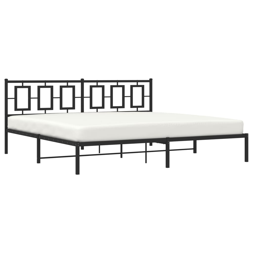Metal Bed Frame without Mattress with Headboard Black 200x200cm