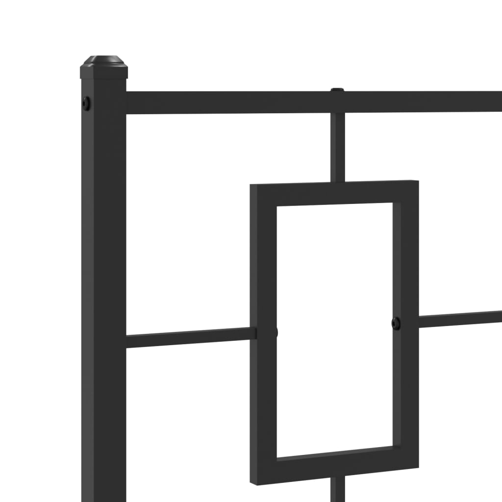 Metal Bed Frame without Mattress with Footboard Black 75x190cm