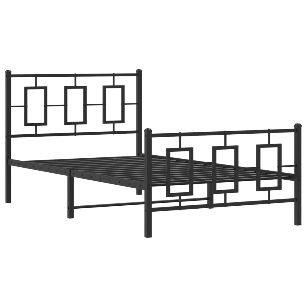 Metal Bed Frame without Mattress with Footboard Black 100x200cm