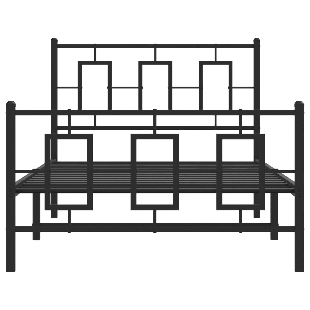 Metal Bed Frame without Mattress with Footboard Black 100x200cm